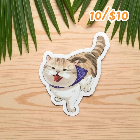 Sassy Cat with Bandana Vinyl Sticker – Approx. 1 1/2” - Picture 1 of 1